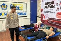 Kegiatan donor darah yang digelar oleh Polrrs Purworejo dalam rangka HUT ke 74 Humas Polri.