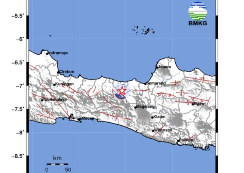 Peringatan dini dari BMKG tentang gempa 3,4 SR yang terjadi di Wonosobo.