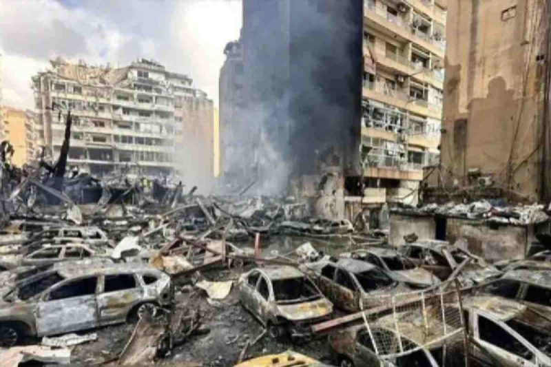 Serangan Israel menyebabkan kerusakan di Lebanon.