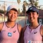 Petenis putri Indonesia Aldila Sutjiadi (kanan) bersama Janice Tjen (kiri) ditemui usai latihan menjelang SEA Games 2025 di Klub Kelapa Gading, Jakarta, Rabu (3/12/2025).