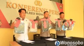 Polres Wonosobo menggelar pers rilis kasus kekerasan sesuai konser dangdut.