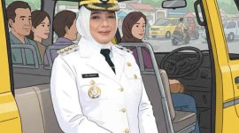 Gambar ilustrasi Bupati Purworejo, Yuli Hastuti menaiki angkot.