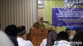 Bupati Purworejo Yuli Hastuti saat membuka Sosialisasi Pencegahan dan Pemberantasan Penyalahgunaan dan Peredaran Gelap Narkotika.