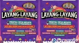Flayer gelaran festival layang layang nasional tahun 2026 di Purworejo.